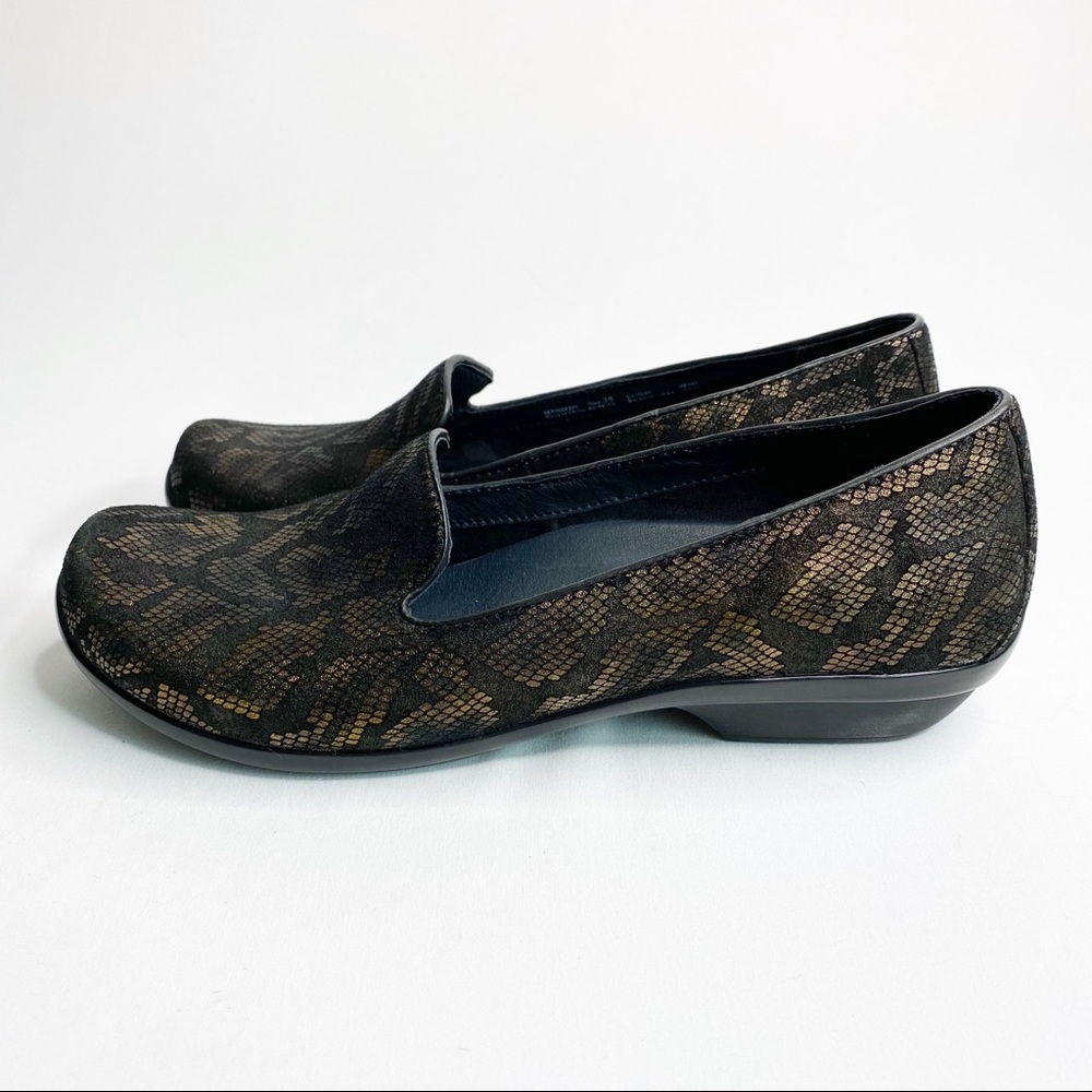 Dansko Olivia Snake Print Slip On Shoe Gold Black Size 8.5-9 - Picture 7 of 11
